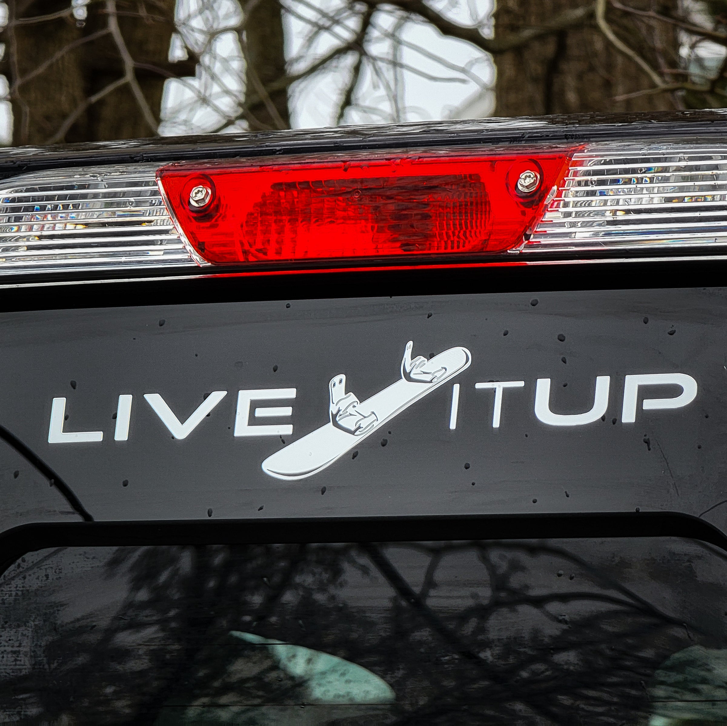 Live it Up Vinyl Decal on Truck or Car Window Snowboard High Performance Vinyl Window Decal for Active Lifestyle Adventure and Outdoors