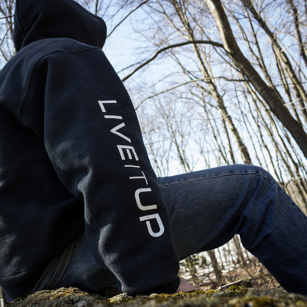 Live it Up Sweatshirt for Cold Weather Apparel on Hiking Trail in New Jersey while Exploring and Finding New Things to Do Outdoors and in Nature High Performance Activewear Warm Sweatshirt Cold Weather Apparel