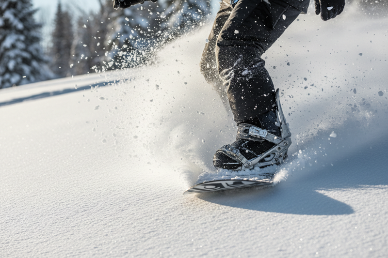 close up snowboarding
